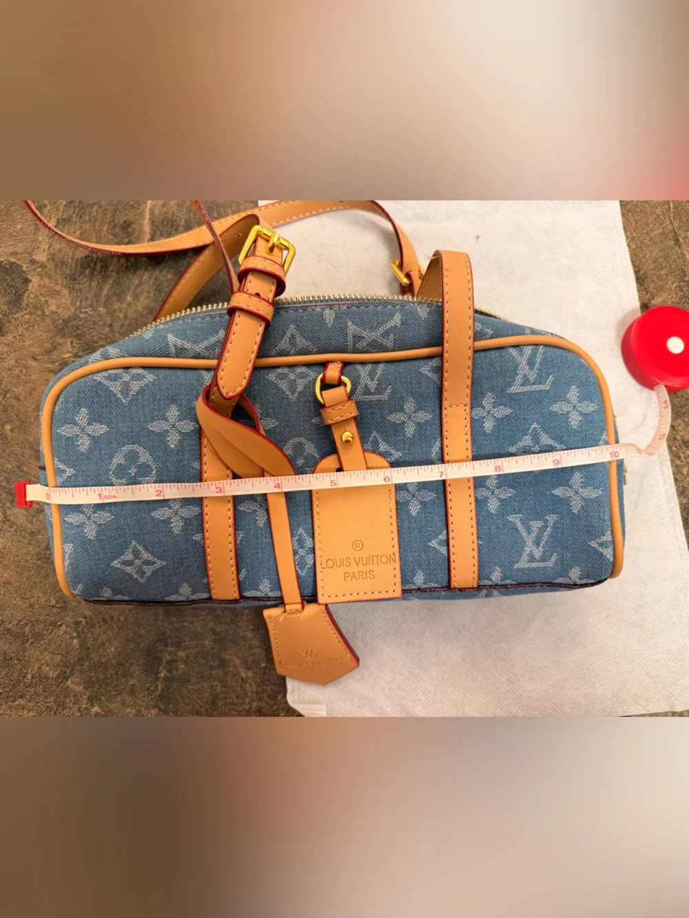 Monogram Blue Denim Papillon Shoulder Bag